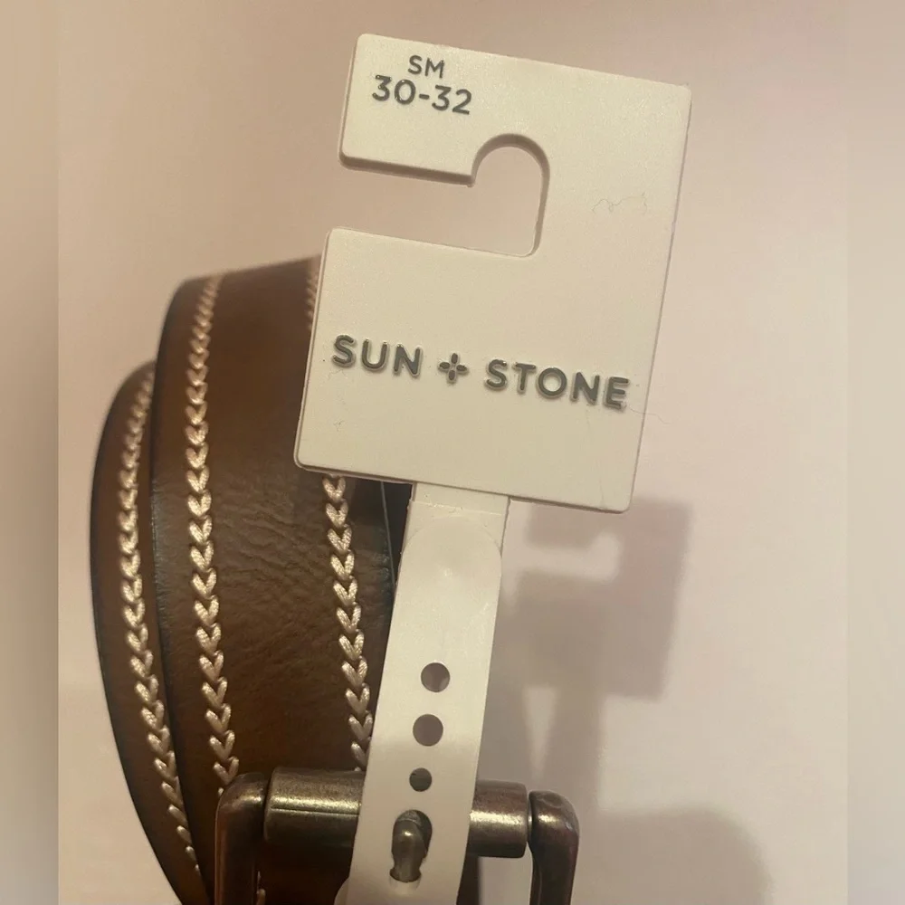 NWT‎ Sun and Stone Men’s Brown Belt Size Small 30-32